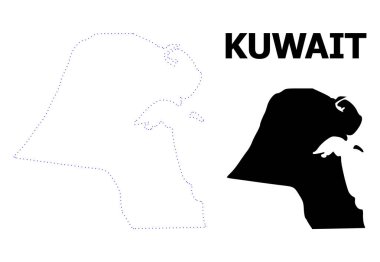 Vektör kontur Kuveyt harita noktalı adı ile