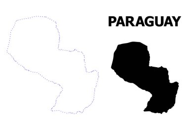 Vektör kontur Paraguay adı ile noktalı harita