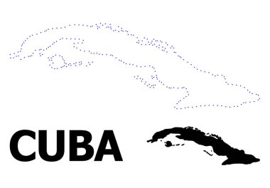 Vektör kontur Küba adı ile noktalı harita