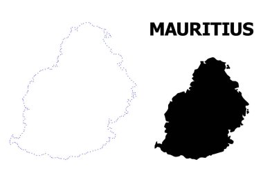 Vektör kontur Mauritius Adası adı ile noktalı harita