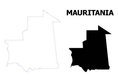 Vektör kontur başlık ile Moritanya noktalı harita