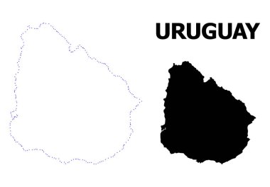 Vektör kontur Uruguay Haritası adı ile noktalı