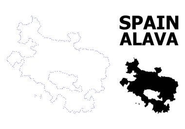 Vektör kontur Alava Eyaleti adı ile noktalı harita