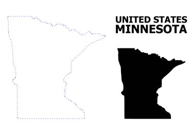 Vektör kontur Caption ile Minnesota devlet noktalı harita
