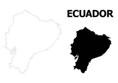 Vektör kontur Ekvador adı ile noktalı harita