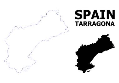 Vektörel kontur ile Tarragona Ili Haritası noktalı harita