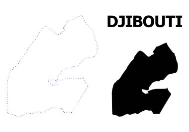 Vektör kontur Cibuti adı ile noktalı harita