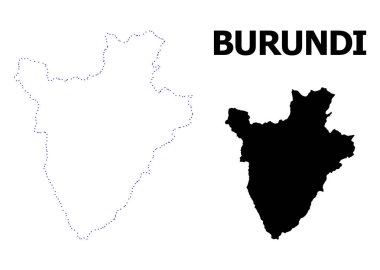 Vektörel kontur çizgili Burundi Haritası