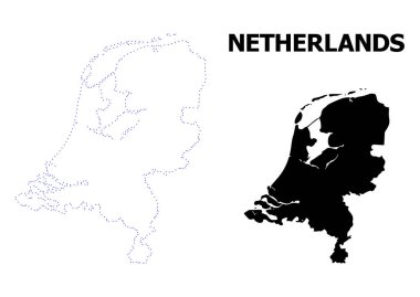 Vektör kontur Hollanda Haritası noktalı resim yazısı
