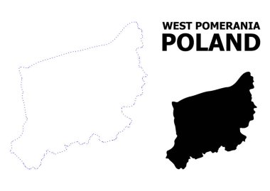 Vektör kontur başlık ile Batı Pomerania Ili noktalı harita