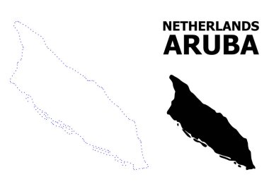 Vector Contour Dotted Map of Aruba Island with Name