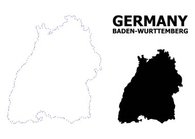 Vektör kontur Baden Württemberg devlet adı ile noktalı harita