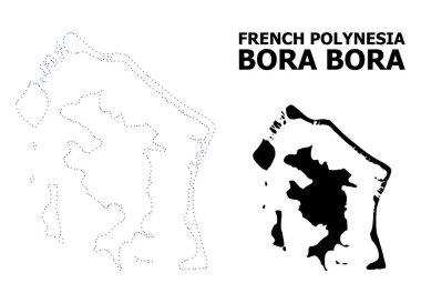 Vektör kontur noktalı bora-bora haritası ile adı