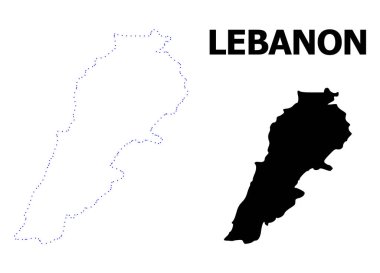 Vektör kontur Lübnan adı ile noktalı harita