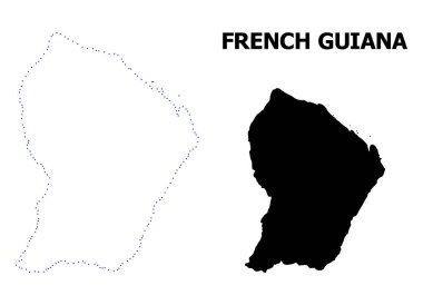 Vektör kontur Fransız Guyanası adı ile noktalı harita