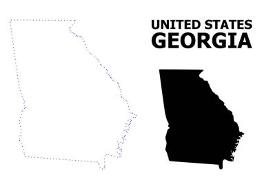 Vektör kontur Gürcistan Devlet adı ile noktalı harita