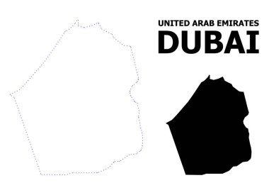 Vektör kontur Dubai Emirinden adı ile noktalı harita