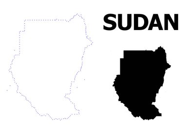 Vektör kontur resim yazısı ile sudan noktalı harita