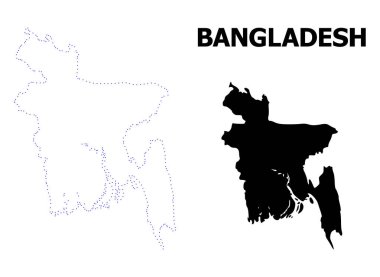 Vektör kontur altyazı ile Bangladeş noktalı harita