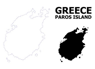 Vektörel kontur bir Isim ile Paros Adası Haritası noktalı