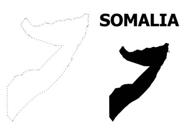 Vektör kontur Somali noktalı harita adı ile