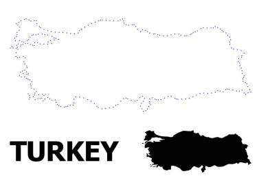 Vektör kontur Türkiye 'nin başlık ile noktalı harita