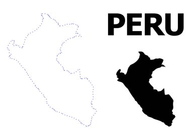 Vektör kontur Peru Haritası adı ile noktalı