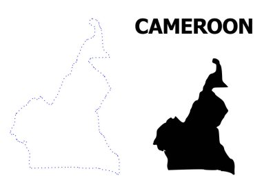 Vektör kontur Kamerun adı ile noktalı harita
