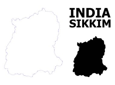 Vektör kontur sikim devlet adı ile noktalı harita