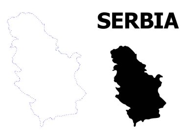 Vektör kontur Sırbistan 'ın başlık ile noktalı Haritası