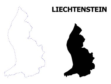 Vektör kontur başlık ile Liechtenstein noktalı harita