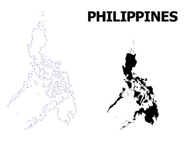 Vektör kontur Filipinler adı ile noktalı harita