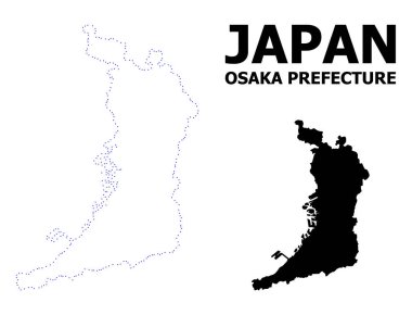 Vektörel kontur Map ile Osaka Prefecture noktalı harita