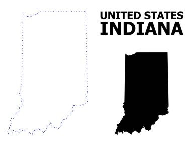 Vektör kontur başlık ile Indiana devlet noktalı harita
