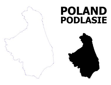 Vektör kontur başlık ile Podlasie Eyaleti noktalı harita