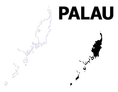 Vektör kontur adı ile Palau Adaları noktalı harita