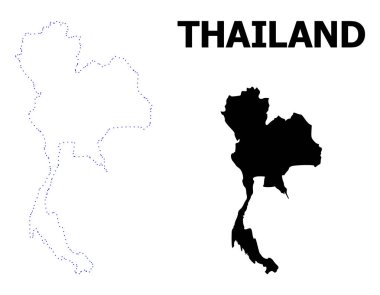 Vektör kontur Tayland adı ile noktalı harita