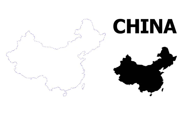 Vektör kontur Çin adı ile noktalı harita — Stok Vektör