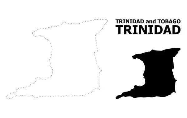 이름이 있는 트리니다드 섬의 벡터 윤곽선 점선 지도 — 스톡 벡터