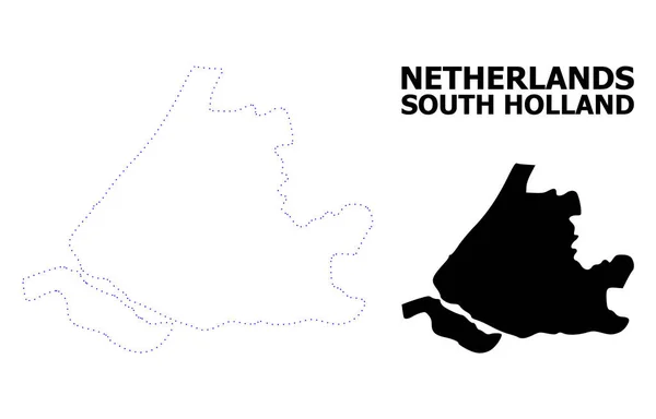 Vektor Contour pontozott Térkép Dél-Hollandia a Caption — Stock Vector
