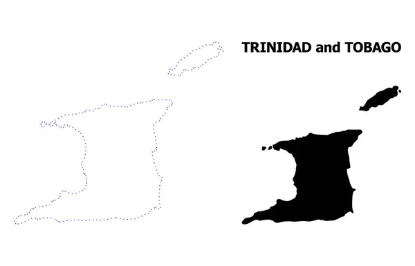 Wektor kontur kropkowana Mapa Trynidad i Tobago z podpisem — Wektor stockowy