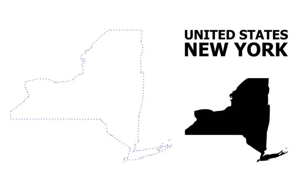 Vektör kontur başlık ile New York Devlet noktalı harita — Stok Vektör