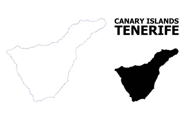 Mapa punteado del contorno vectorial de la isla de Tenerife con leyenda — Vector de stock