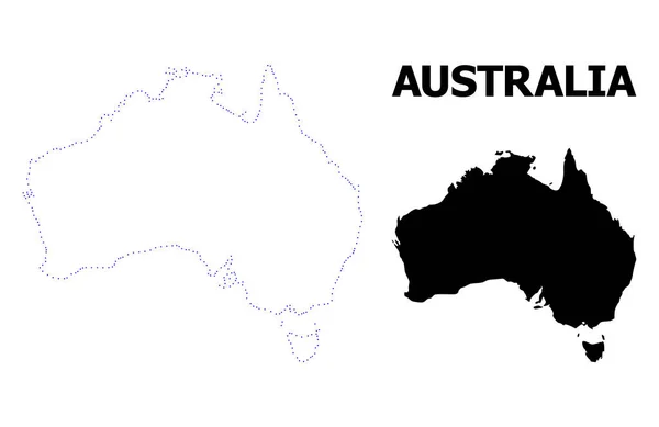 Carte à points de contour vectoriel de l'Australie avec légende — Image vectorielle