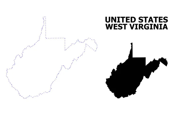 Векторная контурная карта штата Западная Вирджиния с названием — стоковый вектор