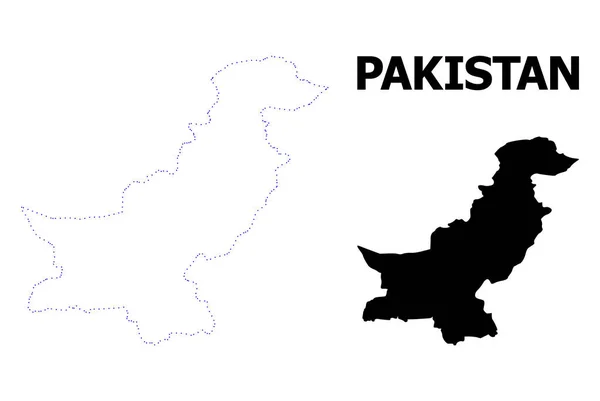 Vector Contour Mapa punteado de Pakistán con leyenda — Vector de stock