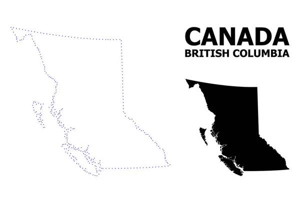 Mapa punteado del contorno vectorial de la provincia de Columbia Británica con leyenda — Archivo Imágenes Vectoriales