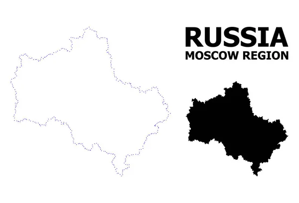 Vektor kontur prickig karta över Moscow region med bildtext — Stock vektor