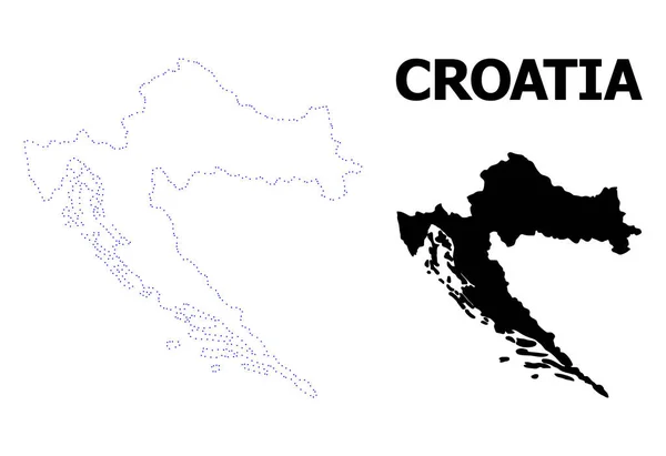 Vector Contour Dotted Map of Croatia with Name — Stock Vector