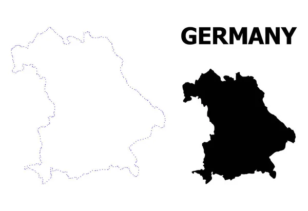 Vektorkontur gepunktete Karte von Deutschland mit Namen — Stockvektor